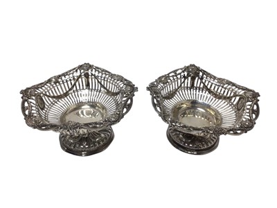 Lot 372 - Pair of Victorian silver bon bon dishes