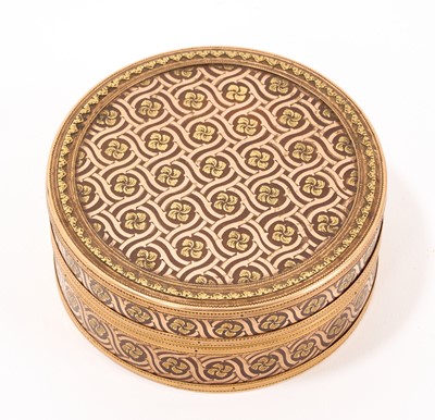 Lot 850 - 19th century French gold mounted tortoiseshell circular box