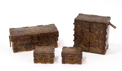 Lot 856 - Suite of Japanese Meiji period miniature lacquered furniture