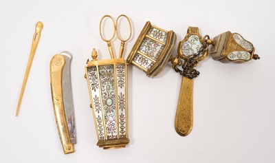 Lot 853 - Fine 18th century French mother of pearl and gilt metal etui