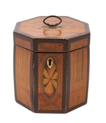Lot 863 - George III inlaid satinwood tea caddy