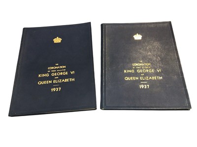Lot 5090 - Pair of 1930s George VI and Queen Elizabeth Coronation programmes in presentation leather bindings, with the compliments of Hammond & Company, Breeches Makers