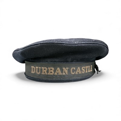 Lot 730 - Naval ratings cap with Durban Castle cap tally.