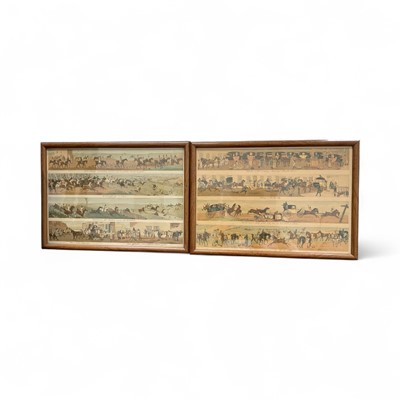 Lot 5210 - Pair of Victorian hand coloured engravings, hunting and steeplechasing scenes, in glazed frames