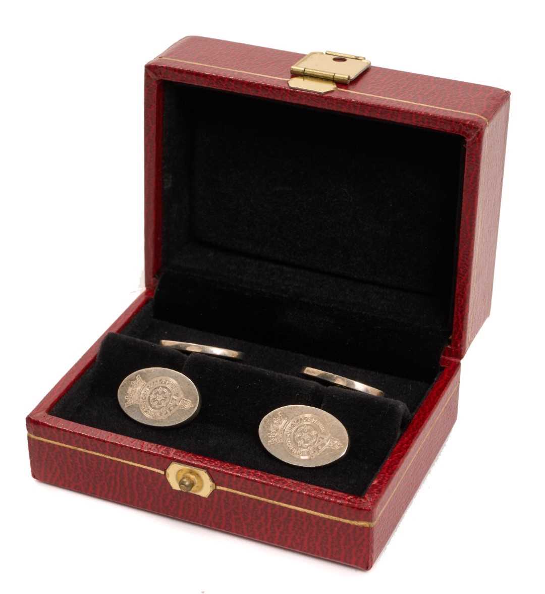 Lot 5 - H.R.H. Prince Andrew, The Duke of York, pair silver presentation cufflinks