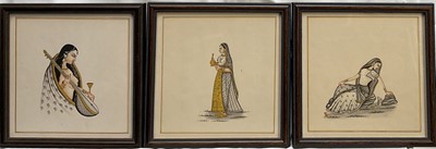 Lot 296 - Indian School early 20th century, set of three gouache paintings, each 17cm square in glazed frames (3)