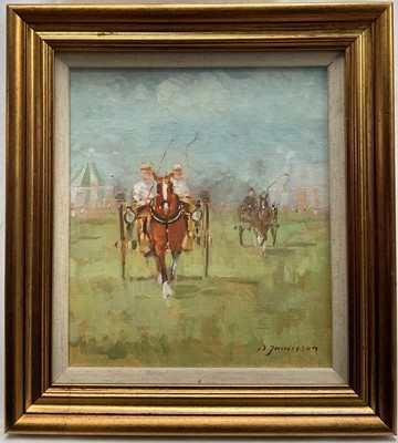 Lot 257 - Peter Jamieson (born 1945) oil on canvas board, a county show, signed, in gilt frame. 21 x 19cm.