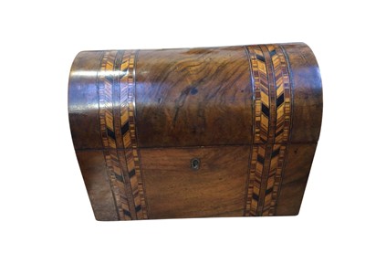 Lot 5089 - Victorian walnut tea caddy with inlaid decoration to the side