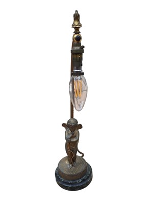Lot 5099 - Bronzed art deco cherub lamp, approximately 36.5cm tall