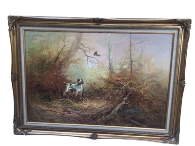 Lot 5249 - J Kingman oil on canvas, Game dog, signed, 61 x 91cm, framed