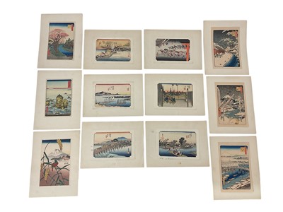 Lot 955 - After Hiroshige - set of twelve small scale woodcut prints