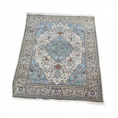 Lot 5382 - Persian rug decorated with figures and animals, 250cm x 203cm