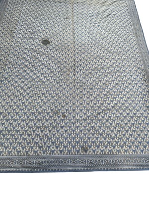 Lot 5383 - Large blue Kelim rug, 403cm x 313cm
