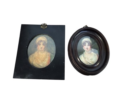 Lot 5145 - A pair of 19th century portrait miniatures of the same subject including one on ivory and one on paper