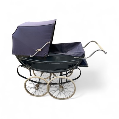 Lot 5177 - Vintage 'London Baby Coach' pram in blue canvas