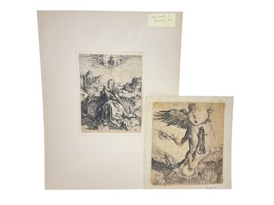 Lot 953 - Albrecht Durer (1471-1528), engraving - Holy Family with Dragonfly, 24 x 18.3cm, together with Nemisis