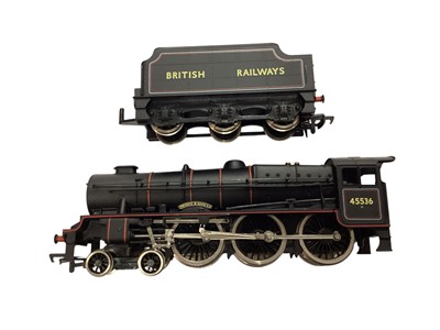 Lot 1751 - Palitoy Mainline OO Gauge BR lined black 4-6-0 Private W Wood VC tender locomotive 45536, boxed 37-076 and Airfix LMS lined black 4-6-0 Royal Scott Class Royal Scots Fusiler tender locomotive 61...