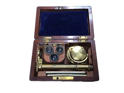 Lot 2915 - 19th century students brass cased microscope