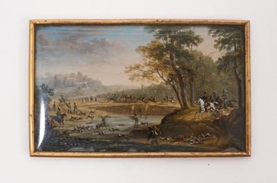 Lot 861 - Manner of Claude Vernet (1714-1789) miniature oil depicting a hunting scene