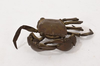 Lot 862 - Antique Japanese articulated bronze crab, approximately 9cm wide