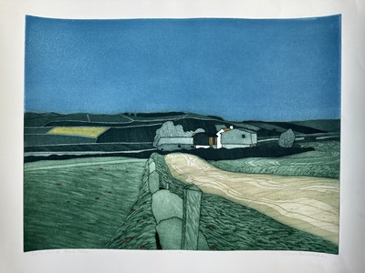 Lot 360 - John Brunsdon (1933-2014) etching and aquatint - Derbyshire Peak Farm