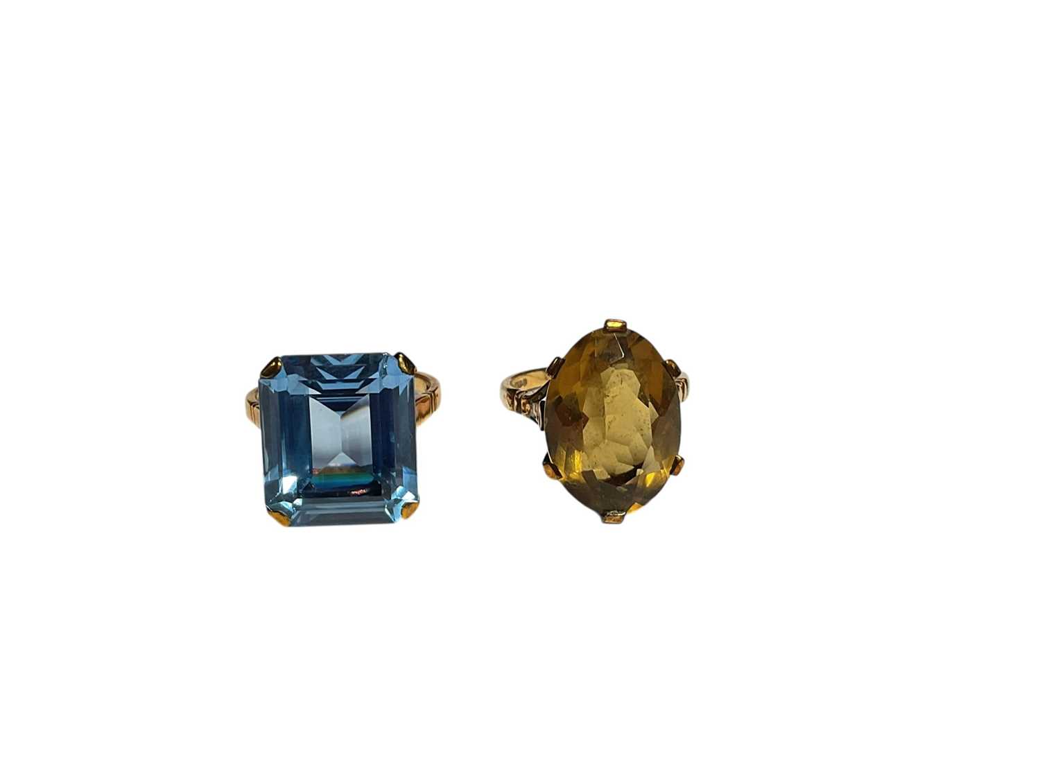 Lot 25 - Two gem-set cocktail rings on 9ct gold shanks