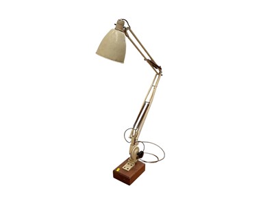 Lot 5011 - Herbert Terry enamel angle poise lamp mounted on a wooden base