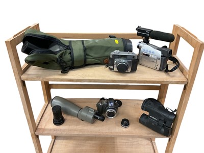 Lot 2851 - Kowa TSN-821 spotting lens, Bushnell Spacemaster II spotting lens, Swarovski binoculars, cameras and camera equipment