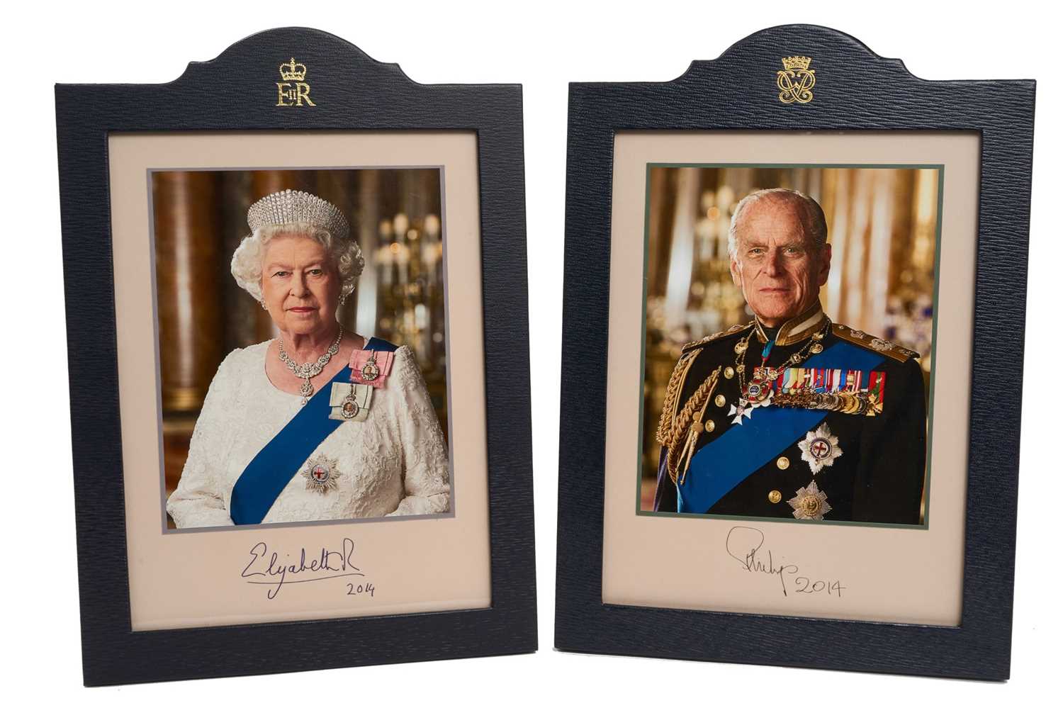 Lot 28 - H.M. Queen Elizabeth II and H.R.H. The Duke of Edinburgh, fine large pair 2014 signed presentation portrait photographs