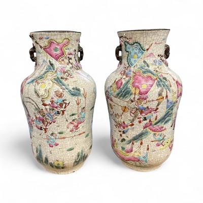 Lot 46 - Pair of early 20th century Chinese vases, one damaged