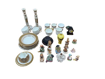 Lot 5006 - Pair of 19th century Wedgwood Aesthetic style pierced candlesticks, together with other china, including Cauldon porcelain made for Tiffany, Brambly Hedge figures, Hummel figures, etc