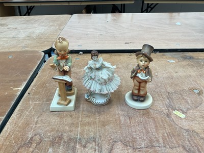 Lot 5006 - Pair of 19th century Wedgwood Aesthetic style pierced candlesticks, together with other china, including Cauldon porcelain made for Tiffany, Brambly Hedge figures, Hummel figures, etc