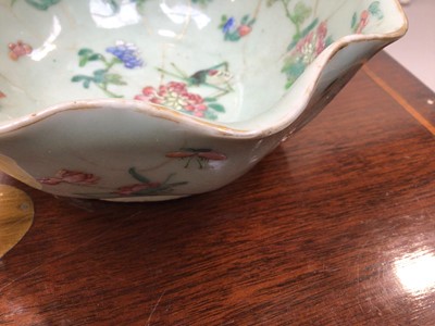 Lot 5005 - Set of three graduated antique Chinese celadon bowls, together with a Chinese hors d'oeuvres set and a Chinese tea set