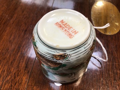 Lot 5005 - Set of three graduated antique Chinese celadon bowls, together with a Chinese hors d'oeuvres set and a Chinese tea set