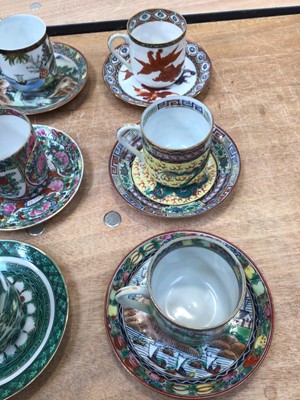 Lot 5005 - Set of three graduated antique Chinese celadon bowls, together with a Chinese hors d'oeuvres set and a Chinese tea set