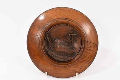 Lot 890 - Made from the stricken HMS Foudroyant, a deep relief copper plaque in its original oak frame