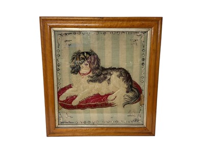 Lot 895 - Large Victorian needlework sampler of Queen Victoria’s beloved King Charles Spaniel “Dash”
