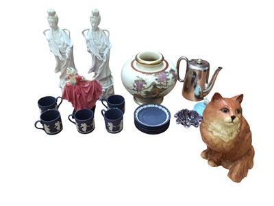 Lot 5018 - Sundry items, including a Wedgwood jasperware coffee set, Japanese Satsuma vase, etc