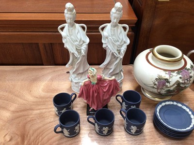 Lot 5018 - Sundry items, including a Wedgwood jasperware coffee set, Japanese Satsuma vase, etc