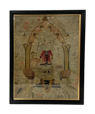 Lot 944 - Mid-Victorian 19th century needlework picture in the Chinese Chinoiserie style