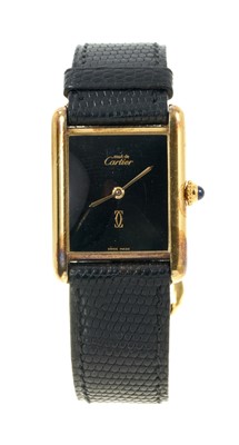 Lot 752 - Ladies' Must De Cartier Vermeil tank quartz wristwatch
