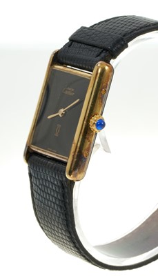 Lot 752 - Ladies' Must De Cartier Vermeil tank quartz wristwatch