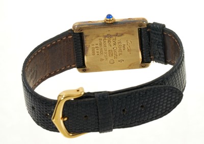 Lot 752 - Ladies' Must De Cartier Vermeil tank quartz wristwatch