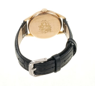 Lot 768 - Gentlemen's Longines Flagship wristwatch, the silvered dial with applied gilt baton markers and subsidiary seconds in a gold plated case, 34mm diameter, on a replacement black leather strap