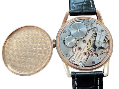 Lot 768 - Gentlemen's Longines Flagship wristwatch, the silvered dial with applied gilt baton markers and subsidiary seconds in a gold plated case, 34mm diameter, on a replacement black leather strap