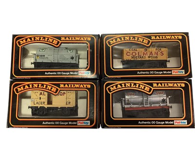 Lot 1780 - Hornby, Palitoy Mainline & Wren rolling stock, mostly boxed, plus two constructed red stripe Airfix models (1 box)
