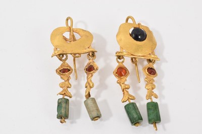 Lot 696 - Pair of Roman or Byzantine yellow metal earrings