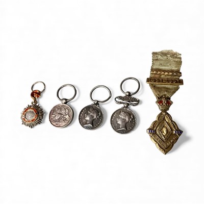 Lot 712 - Turkish Order of the Medjidee miniature medal, together with four other Victorian miniature medals. (5).