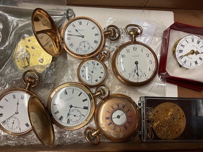 Lot 189 - Group of gold plated pocket watches, together with three reference books on clocks