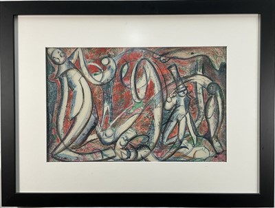 Lot 30 - Charles Wollaston (b. 1914) mixed media, Clowns and two other works